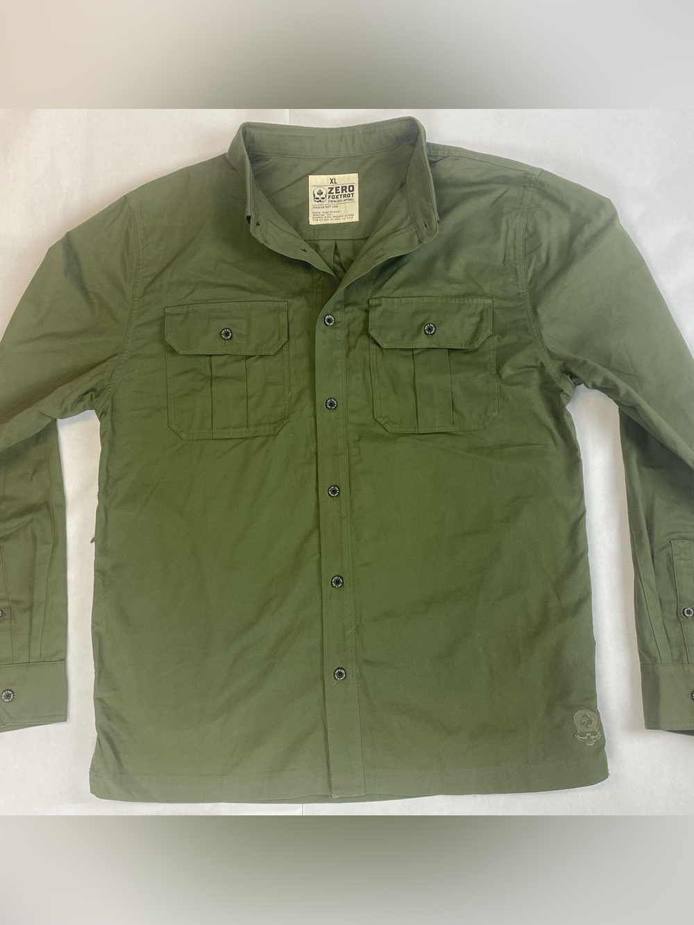 Zero Foxtrot Utility Field Button Shirt Mens XL Olive Army Green Smuggler Pocket